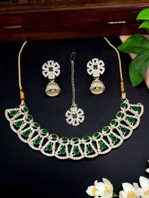 Green Floral Jewellery Set – PRIVIU
