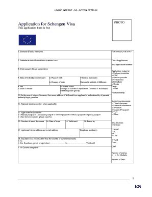 USAGE INTERNE N5 INTERN GEBRUIK PHOTO Application For Schengen Visa ...