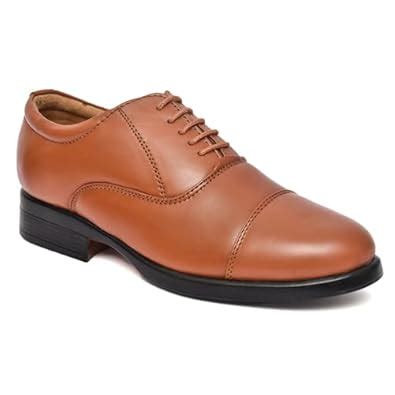 Buy Barbato Men's TAN Police Genuine Leather Handmade Lace-Up Dress ...