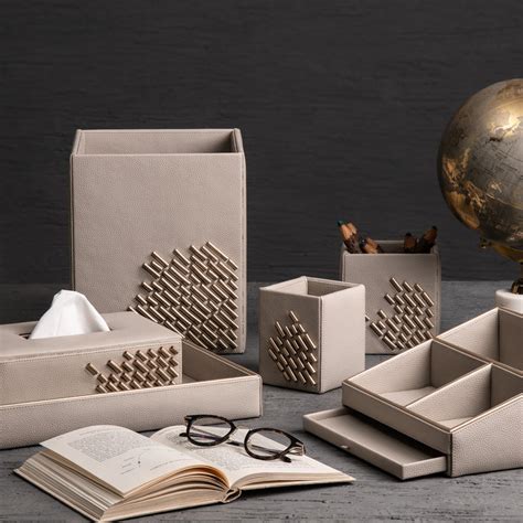 Buy Arc Grey Faux Leather Desk Set – Address Home