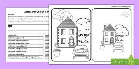Listen and Colour - Following Instructions Activity