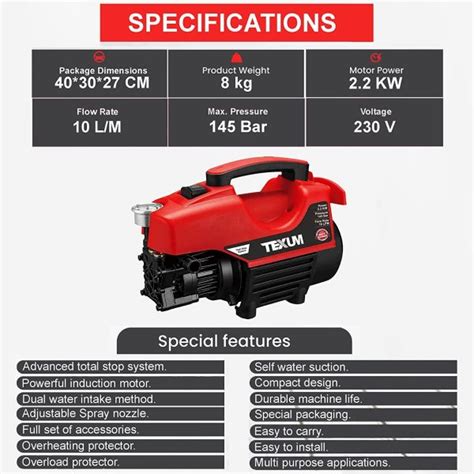 Buy Texum High Pressure Washer 2200W 145 Bar Portable Home Car Wash ...