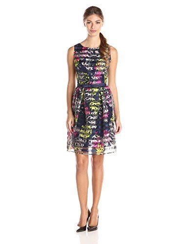 Buy Taylor Dresses Women's Burnout Shantung, Navy/Citron, 4 at Amazon.in