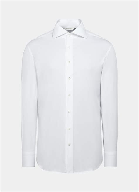 White Widespread Collar Shirt in Stretch Cotton Polyamide | SUITSUPPLY