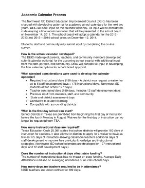 Fillable Online nisdtx nisdtx calendar Fax Email Print - pdfFiller