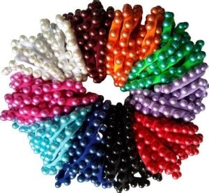 DEBALAYA Fabric Rubber & White Pearl Rubber Band Moti Rubber Band ...