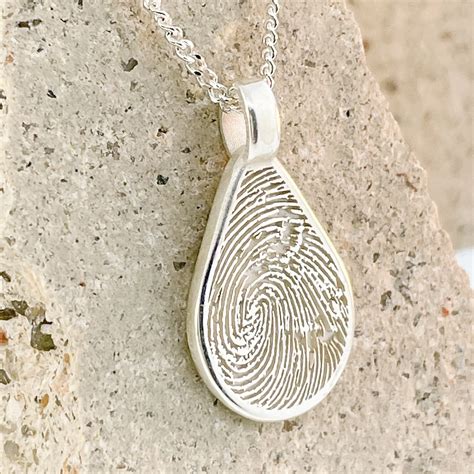 Fingerprint Jewellery Tear pendant ... Single print || Sterling Silver ...