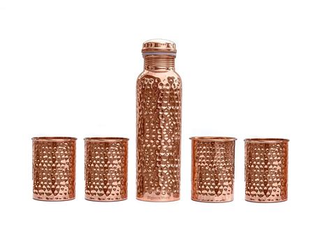 Signoraware Copper Bottle with 4 Glasses (900 Ml Bottle + 4 Glass 275 ...