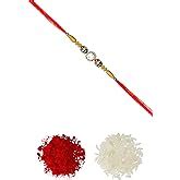 Buy Aheli Fancy Rudraksha AD Ring Beads Rakhi with Roli Chawal Tilak ...