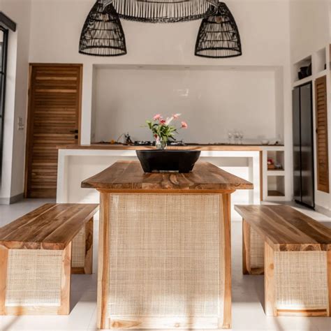 Derion 6 Seater Rattan Dining Table 2 Chairs With Bench – Nismaaya Decor