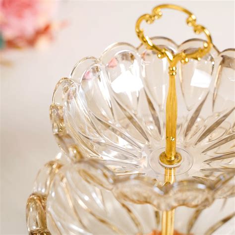 Shimmery Crystal Glass 2 Tier Snack Stand Online - Premium Cake Stand ...