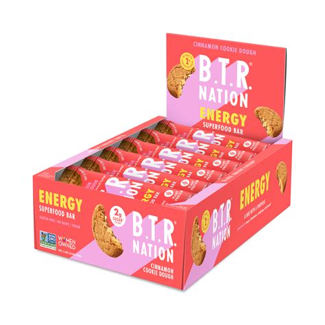 B.T.R. Nation Superfood Energy Protein Bar, Cinnamon Cookie Dough ...