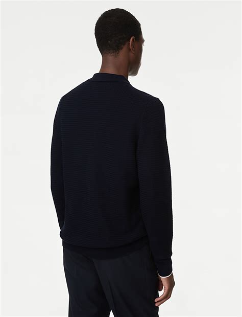 Buy Pure Cotton Textured Knitted Polo Shirt at Marks & Spencer