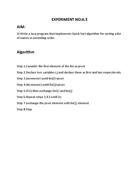 Java cycle 6 new - good - EXPERIMENT NO:6. AIM: 3) Write a Java program ...