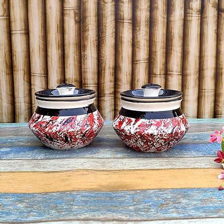 Buy Kraftyhome Ceramic Handi with lid | Curd Setter Pot | Biryani ...
