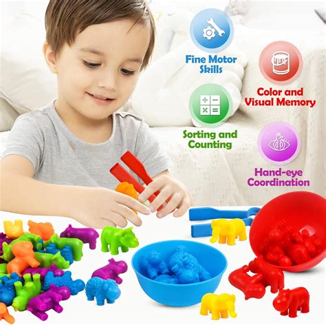 Buy Counting Animals Toys Matching Game with Sorting Bowls Preschool ...