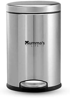 Mumma's LIFE Stainless Steel Plain Pedal Dustbin with Plastic Bucket ...