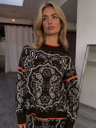 Never Fully Dressed Dana Bandana Print Jumper, Khaki