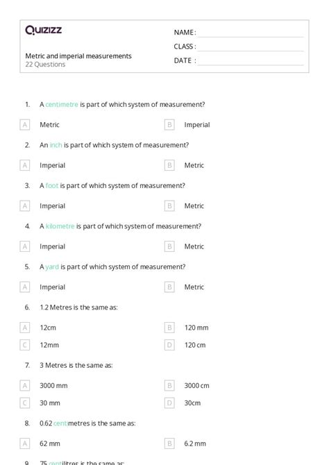 50+ Converting US (Imperial) Units worksheets for 6th Class on Quizizz ...