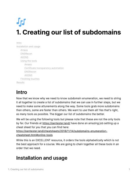 List Subdomains and probe it - 🎶 1. Creating our list of subdomains ...
