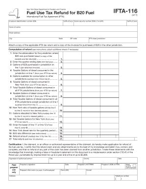New York B20 Fuel Tax Refund Form IFTA-116 - Blank Fillable Template ...