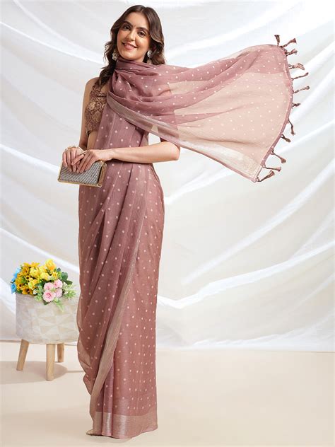 Buy Brown Chiffon Ready To Wear Saree With Blouse Piece 99097 Online ...