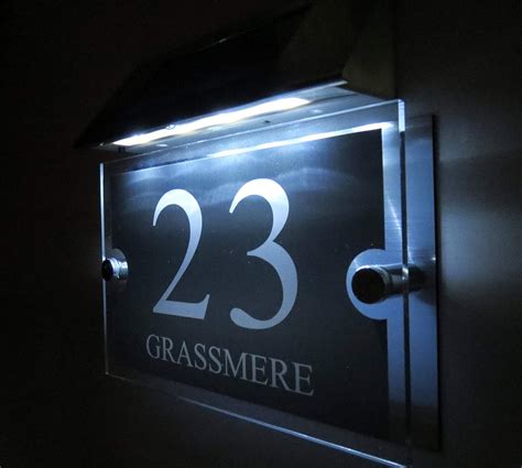 Buy Personalised! Modern Stainless Steel Solar Light LED House Number ...