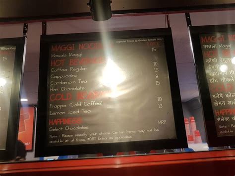 Menu at Nescafe, Amritsar, JV9H+J97