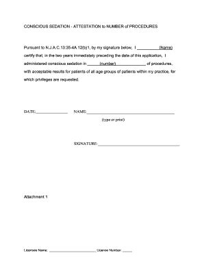 Fillable Online njconsumeraffairs CONSCIOUS SEDATION - ATTESTATION to ...
