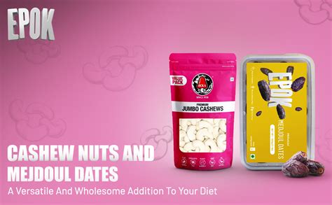 BOLA Jumbo Cashew nuts, 500g w180 + EPOK King Mejdoul Dates, 500g ...