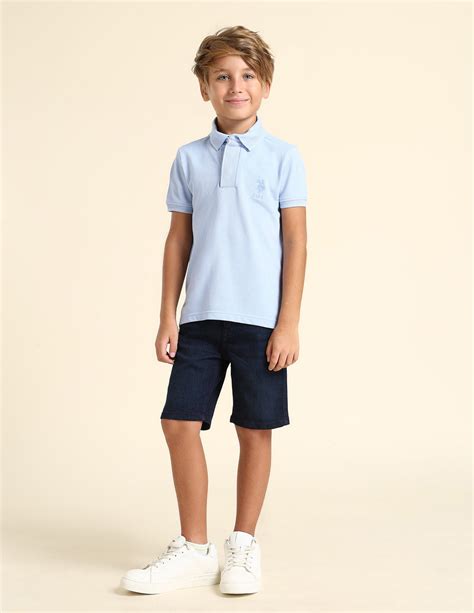 Buy Boys Boys Regular Fit Solid Polo Shirt Blue|U.S. Polo Assn. India