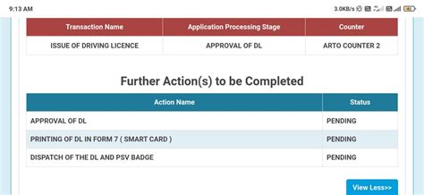RTO India — DL Application pending