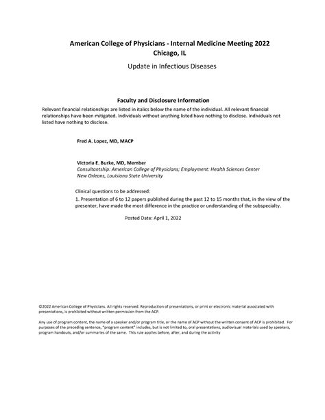 Ud007 update in infectious diseases - American College of Physicians ...