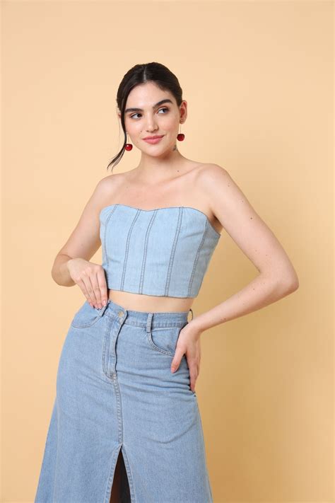 Selah Corset Top | Washed Denim Corset Top | Untung