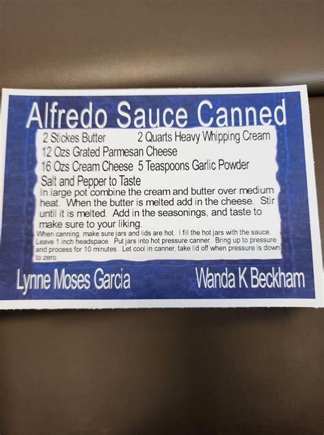 Homemade Alfredo Sauce Canned in 2 Quarts