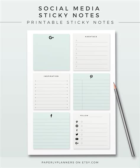Social Media Sticky Notes Printable Sticky Notes Template - Etsy India