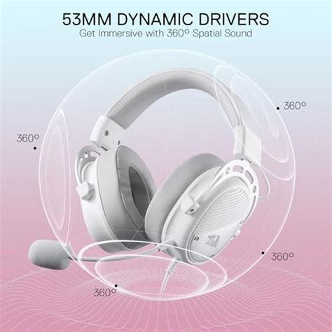 Redragon H730 USB Wired Gaming Headset - 53mm Drivers, 360 Spatial Sou ...
