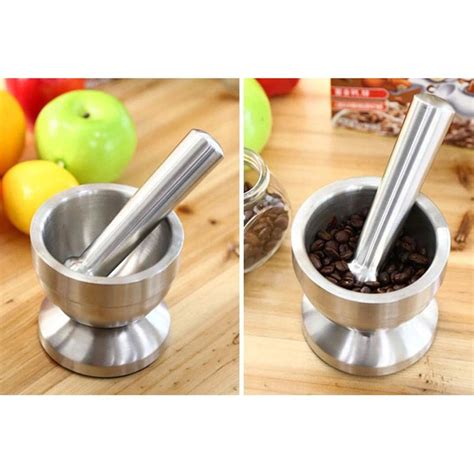 Stainless Steel Mortar & Pestle Set Garlic Spice Tool Herb Medicine ...