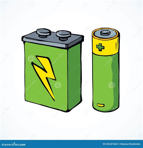 Battery. Vector drawing stock vector. Illustration of drawing - 236221664