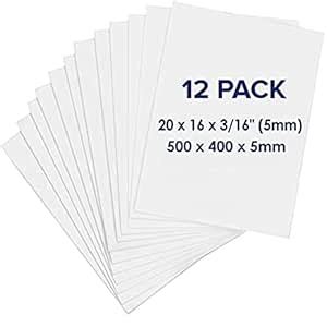 Foam Board 16 x 20 x 3/16" - Premium 12 Pack - White Poster Board, Acid ...