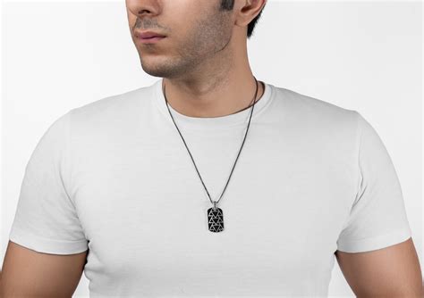 Silver Dark Iced Dog Tag for Men