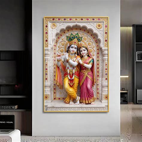 Buy Blessings Of Radha Krishna Premium Acrylic Vertical Wall Art Online ...