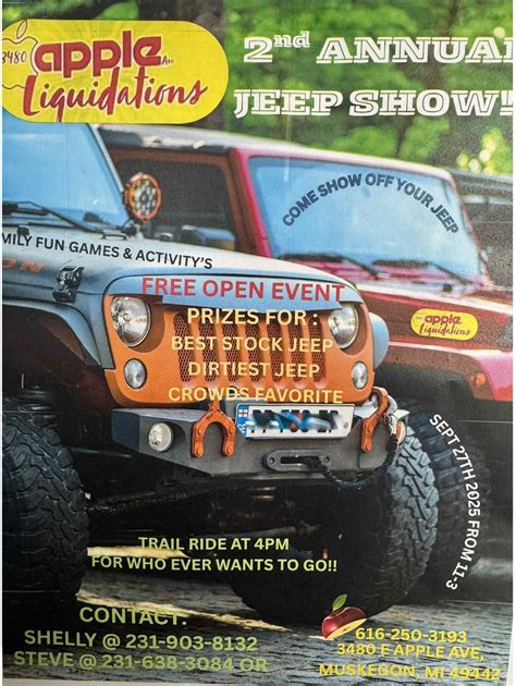 Apple Ave 2nd Annual Jeep Show, 3480 E Apple Ave, Muskegon, MI 49442 ...