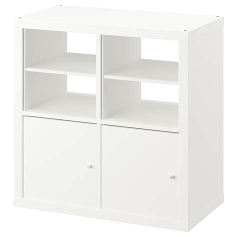 KALLAX shelving unit, with 2 doors/with 2 shelf inserts white, 77x77 cm ...