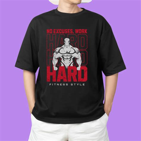 Men's No excuses, work hard Graphic Printed Oversized T-shirt – HamHaiBade