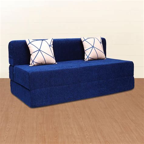 Buy Helios Ruben Fabric 3-Seater Sofa Bed with Cushions - Blue from ...