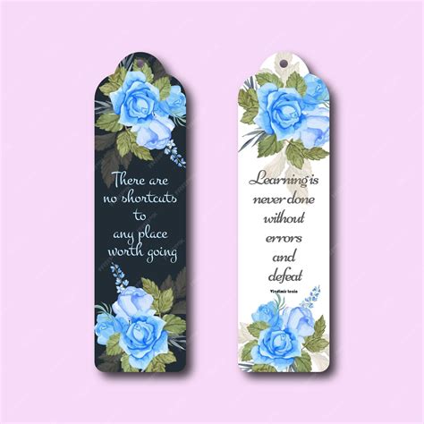 Watercolor floral design bookmark set | Premium Vector