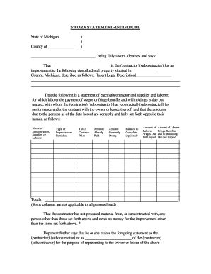 MI Sworn Statement - Fill Out, Sign & Share Online | pdfFiller