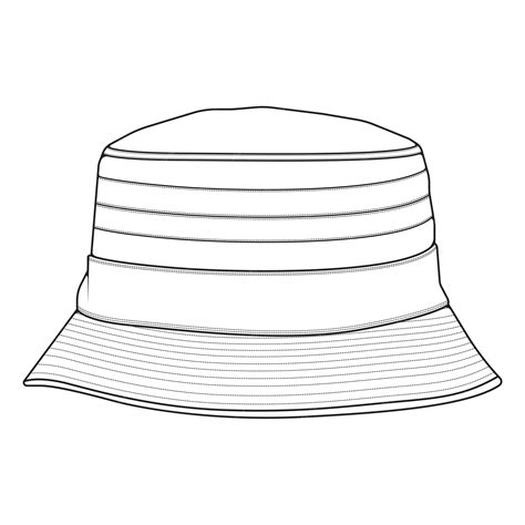 Bucket hat outline drawing vector bucket hat in a sketch style trainers ...