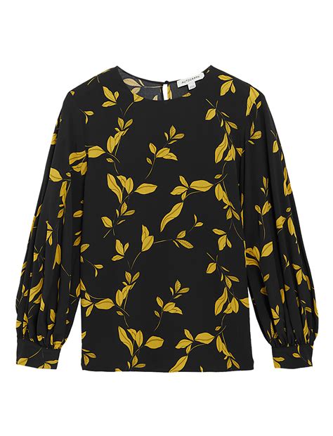 Buy Leaf Print Blouson Sleeve Blouse at Marks & Spencer